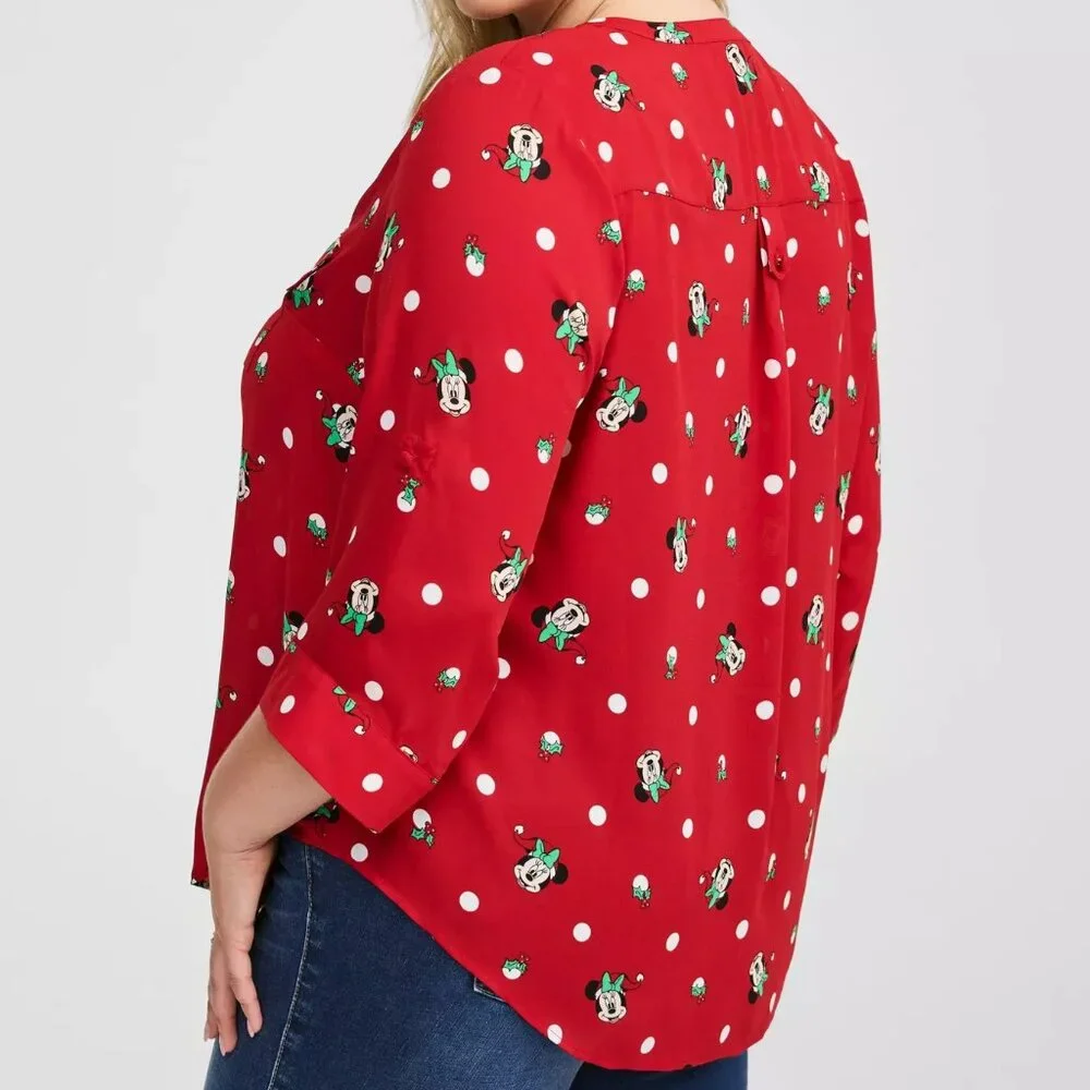 ❤️NWT TORRID BLOUSE - MICKEY MOUSE HARPER CHRISTMAS HOLIDAY - PLUS SIZE - Picture 3 of 9